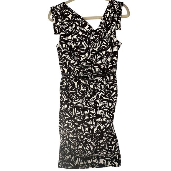 Adrianna Papell Dress - Women 12-Sleeveless - Dark Brown/White Design w/ Belt - Picture 1 of 10
